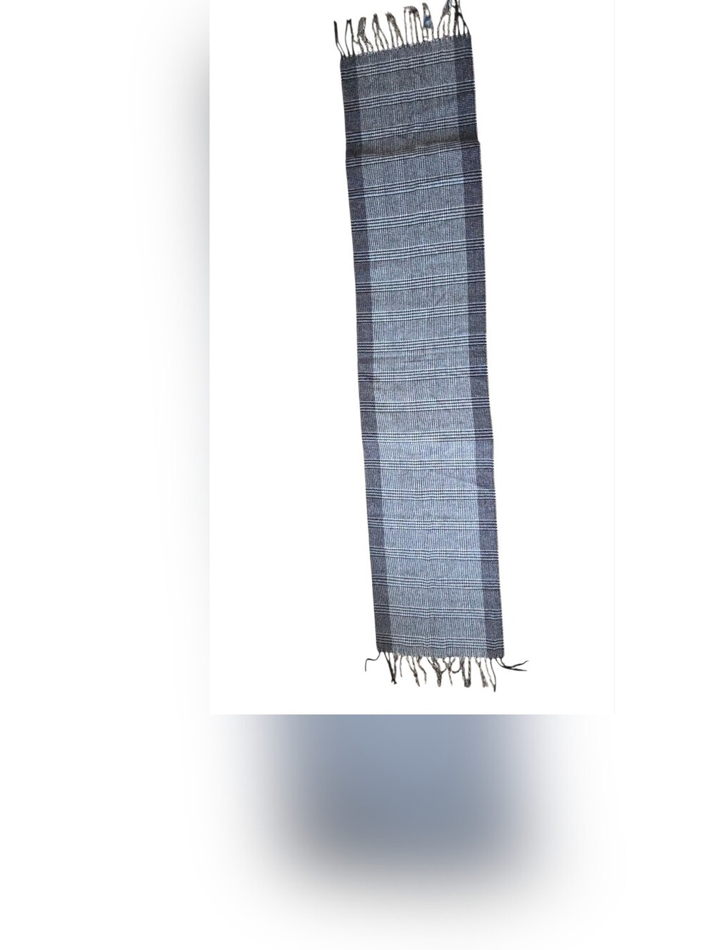 Dior Unisex Gray and Black Plaid Fringe Scarf
